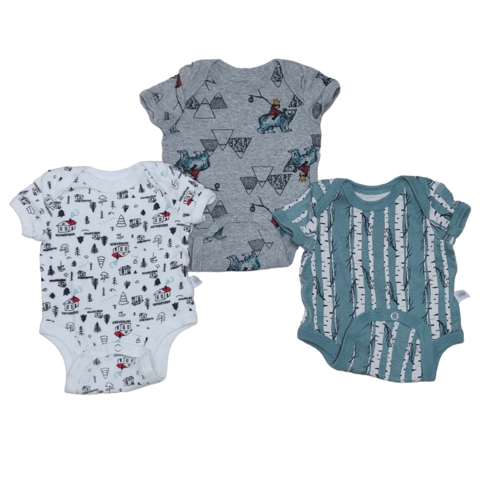Woodland onesies 0-3m